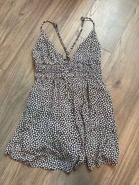 Garage Floral Romper Black & White Strappy Open Back Size M